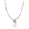 Silver Chain With Lapis and Fireball White Pearl Necklace