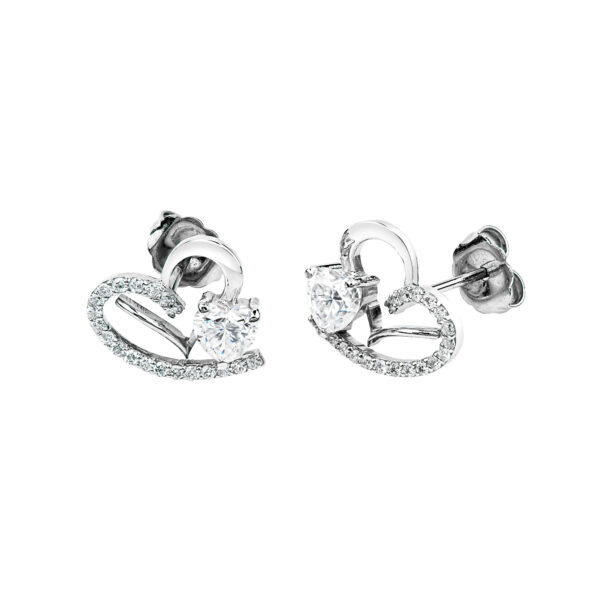 14K White Gold Diamond/Moissanite Heart Earrings