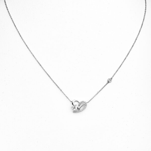 14K White Gold Diamond/Moissanite Heart Pendant