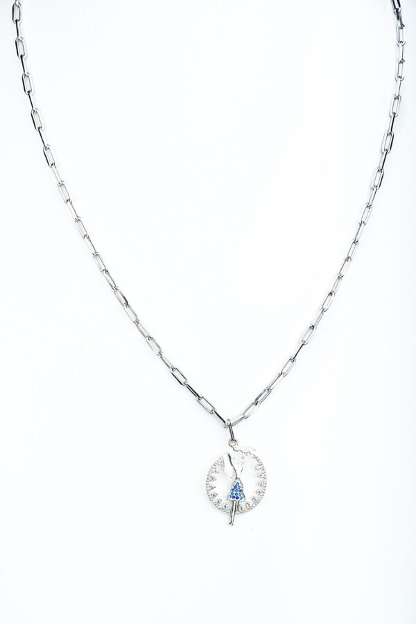 Silver Blue/White CZ Mother Holding Child Necklace